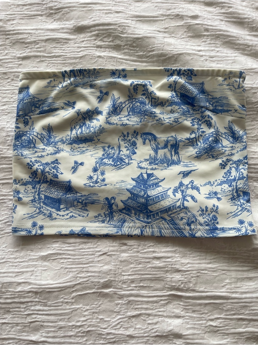 Edikted Blue and Cream Scenic Tube Top in Extra Small